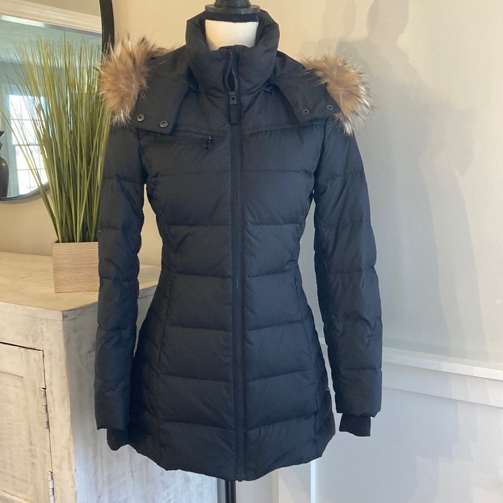 Gorgeous Marc New York black with olive undertone, down puffer coat. EUC.